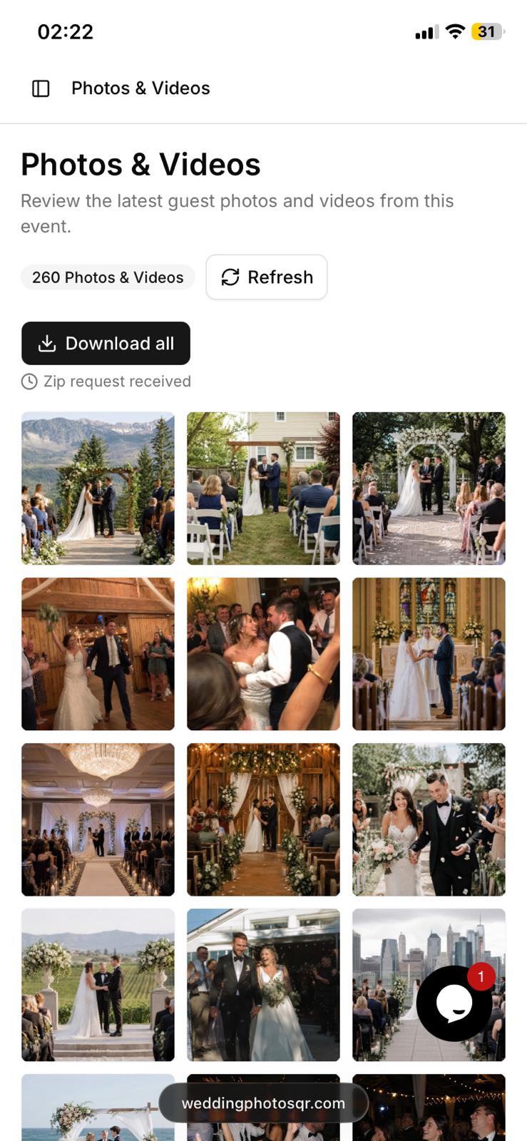 Wedding Photos QR gallery preview